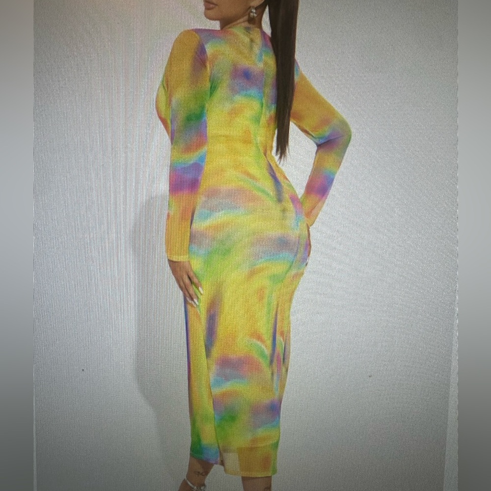 Fashion Nova Colorful Long Sleeve Dress